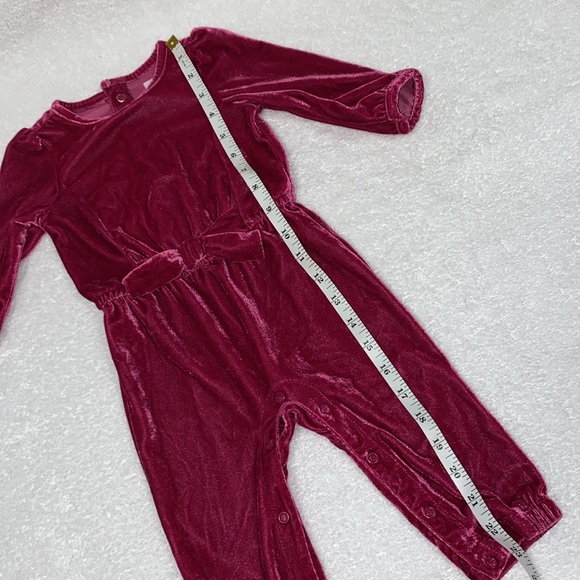 Carter’s special occasion fuchsia hot pink velour jump suit romper 9m - Picture 4 of 7